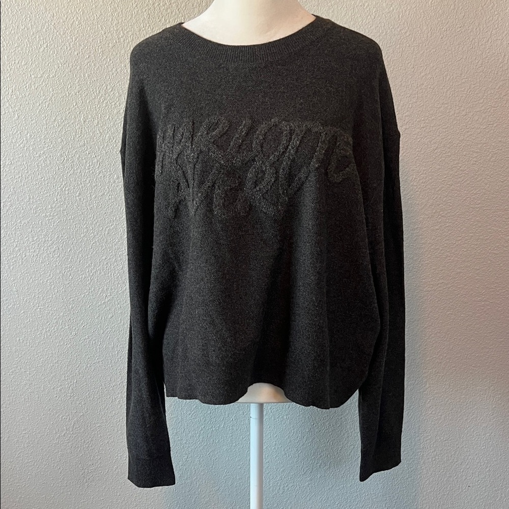 Charlotte Avery Logo Sweater Gray Size Large